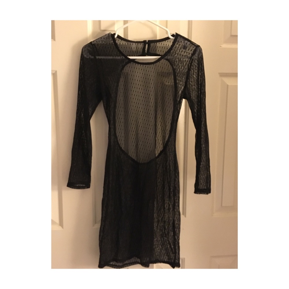 Mesh overlay mini dress